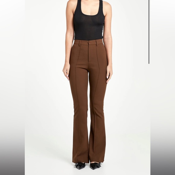 Because of Alice BOA Wide Leg Suit Trousers Chocolate Brown size L - Picture 2 of 4